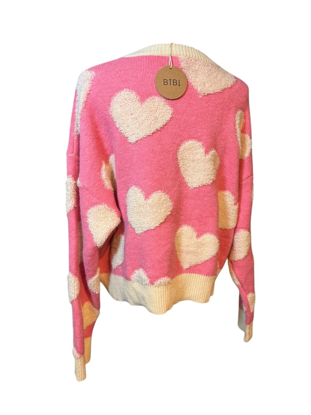 ✨NWT BIBI Fuzzy Heart Sweater - Picture 5 of 7